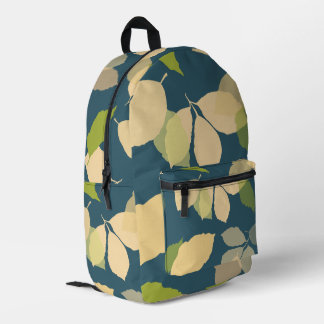 Moderne herfstbladeren met turquoise achtergrond bedrukte rugzak