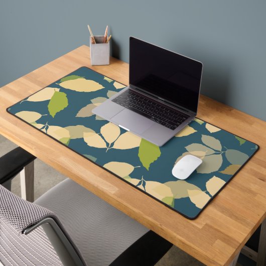 Moderne herfstbladeren met turquoise achtergrond bureaumat (Kantoor 2)