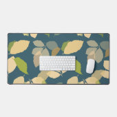 Moderne herfstbladeren met turquoise achtergrond bureaumat (Keyboard & Muis)