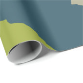 Moderne herfstbladeren met turquoise achtergrond cadeaupapier (Rol Hoek)