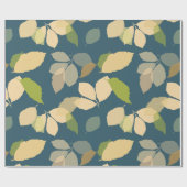 Moderne herfstbladeren met turquoise achtergrond cadeaupapier (Vlak)