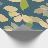 Moderne herfstbladeren met turquoise achtergrond cadeaupapier (Hoek)