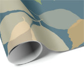 Moderne herfstbladeren met turquoise achtergrond cadeaupapier (Rol Hoek)