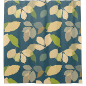 Moderne herfstbladeren met turquoise achtergrond douchegordijn (Voorkant)