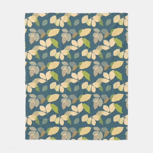 Moderne herfstbladeren met turquoise achtergrond fleece deken (Voorkant)