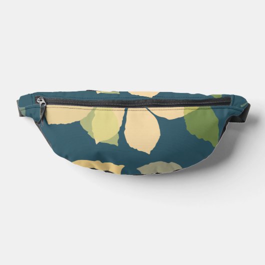 Moderne herfstbladeren met turquoise achtergrond heuptasje (Liggend)