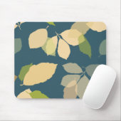 Moderne herfstbladeren met turquoise achtergrond muismat (Met muis)