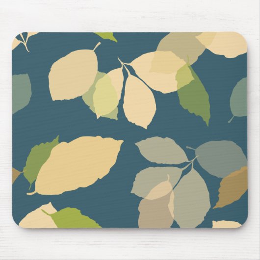 Moderne herfstbladeren met turquoise achtergrond muismat (Voorkant)