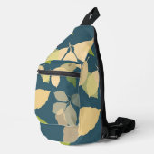 Moderne herfstbladeren met turquoise achtergrond sling bag (Rechterhoek)