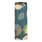 Moderne herfstbladeren met turquoise achtergrond thermosbeker (Achterkant)