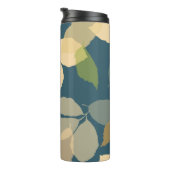 Moderne herfstbladeren met turquoise achtergrond thermosbeker (Geroteerd rechts)