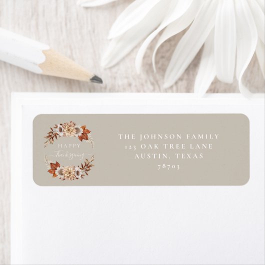 Moderne herfstbladeren Thanksgiving adres Etiket (Insitu)