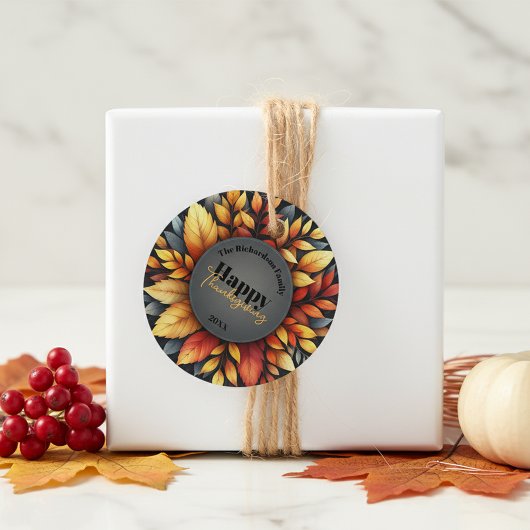 Moderne Herfstbladeren Thanksgiving Bedankjes Labels