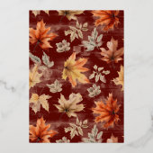 Moderne herfstbladeren Thanksgiving-diner Folie Uitnodiging (Achterkant)