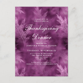 Moderne herfstbladeren Thanksgiving-diner Uitnodiging Briefkaart