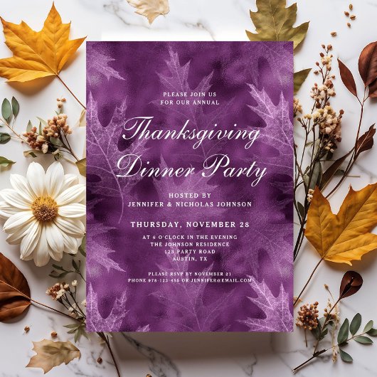 Moderne herfstbladeren Thanksgiving dinerfeest Kaart
