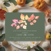 Moderne herfstbladerenThanksgiving diner uitnodigi Kaart
