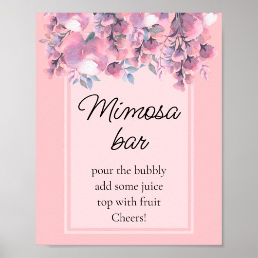 Moderne herfstbloem Dusty Rose Mimosa bar     Poster (Voorkant)