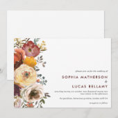 Moderne Herfstbloemen Bruiloft Kaart (Voorkant / Achterkant)