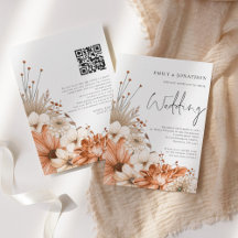 Moderne Herfstbloemen Script QR-code Trouwdag