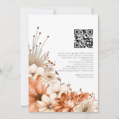 Moderne Herfstbloemen Script QR-code Trouwen Kaart (Achterkant)
