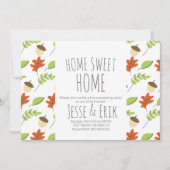 Moderne herfstbomen en eikel housewarmingparty kaart (Voorkant)