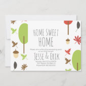 Moderne herfstbomen en groen huisfeestje kaart (Voorkant)