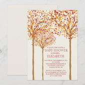 Moderne herfstbomen Neutraal Baby shower Uitnodigi Kaart (Voorkant / Achterkant)