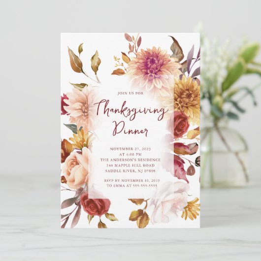 Moderne herfstbomen Thanksgiving uitnodiging (Staand voorkant)