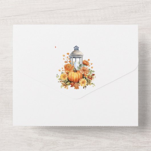 Moderne herfstbruiloft all in one uitnodiging (Achterkant)