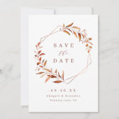 Moderne herfstgroen geometrische rustieke bruiloft save the date (Voorkant)