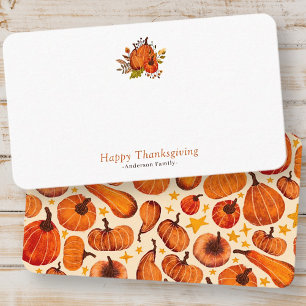 Moderne herfstpompoenen Pattern Thanksgiving Plaatskaartje