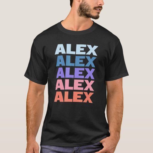 Moderne herhaalde tekst Alex T-shirt (Voorkant)