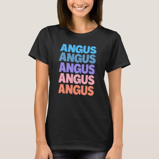 Moderne herhaalde tekst Angus T-shirt (Voorkant)