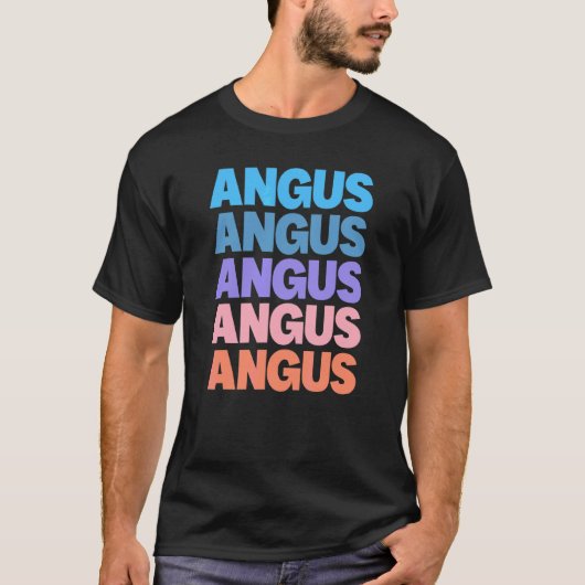 Moderne herhaalde tekst Angus T-shirt (Voorkant)