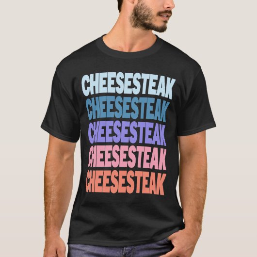 Moderne herhaalde tekst Cheesesteak T-shirt (Voorkant)