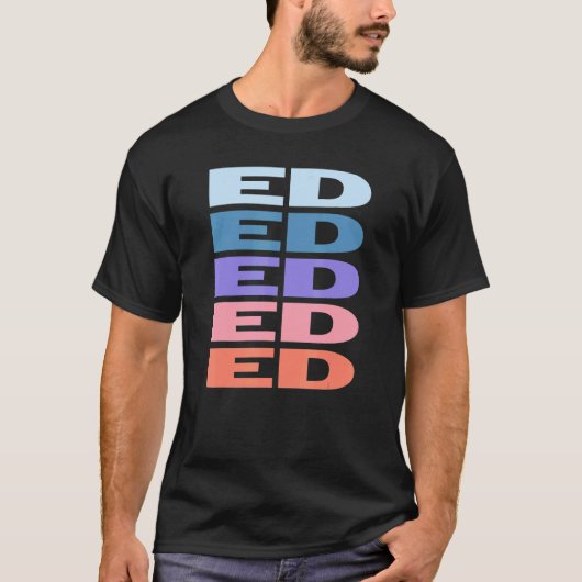 Moderne herhaalde tekst Ed T-shirt (Voorkant)
