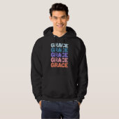 Moderne herhaalde tekst Grace Hoodie (Voorkant volledig)