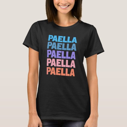Moderne herhaalde tekst Paella Spanje T-shirt (Voorkant)