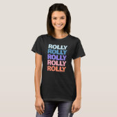 Moderne herhaalde tekst rolly t-shirt (Voorkant volledig)