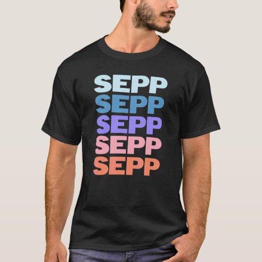 Moderne herhaalde tekst Sepp T-shirt (Voorkant)