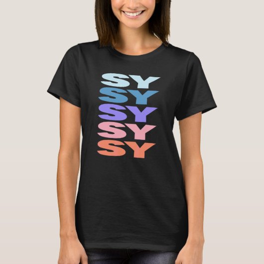 Moderne Herhaalde Tekst Sy T-shirt (Voorkant)