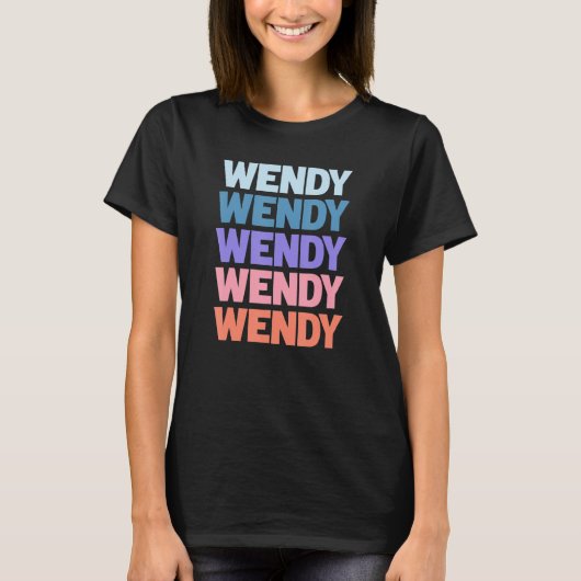 Moderne herhaalde tekst Wendy T-shirt (Voorkant)