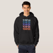 Moderne herhaalde tekst Yooper Michigan UP Hoodie (Voorkant volledig)