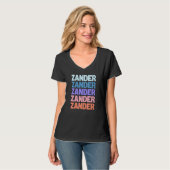 Moderne herhaalde tekst Zander T-shirt (Voorkant volledig)