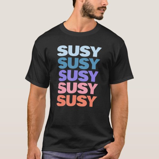 Moderne Herhaalde tekstsuspensie T-shirt (Voorkant)