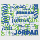 Moderne Herhalende Naam Blauw Groen Lettertypepatr Cadeaupapier (Vlak)