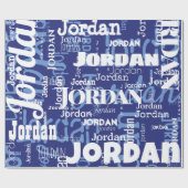 Moderne Herhalende Naam Blauw Wit Lettertypepatroo Cadeaupapier (Vlak)