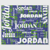 Moderne Herhalende Naam Blauwe Groene Sporten Team Cadeaupapier (Vlak)