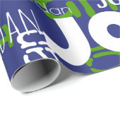 Moderne Herhalende Naam Blauwe Groene Sporten Team Cadeaupapier (Rol Hoek)